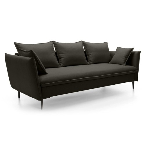 Sofa rozkładana Gloss z pojemnikiem, ciemnobrązowa, welur