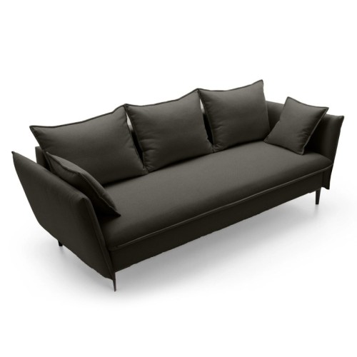 Sofa rozkładana Gloss z pojemnikiem, ciemnobrązowa, welur