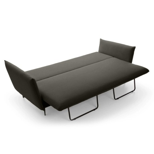 Sofa rozkładana Gloss z pojemnikiem, ciemnobrązowa, welur