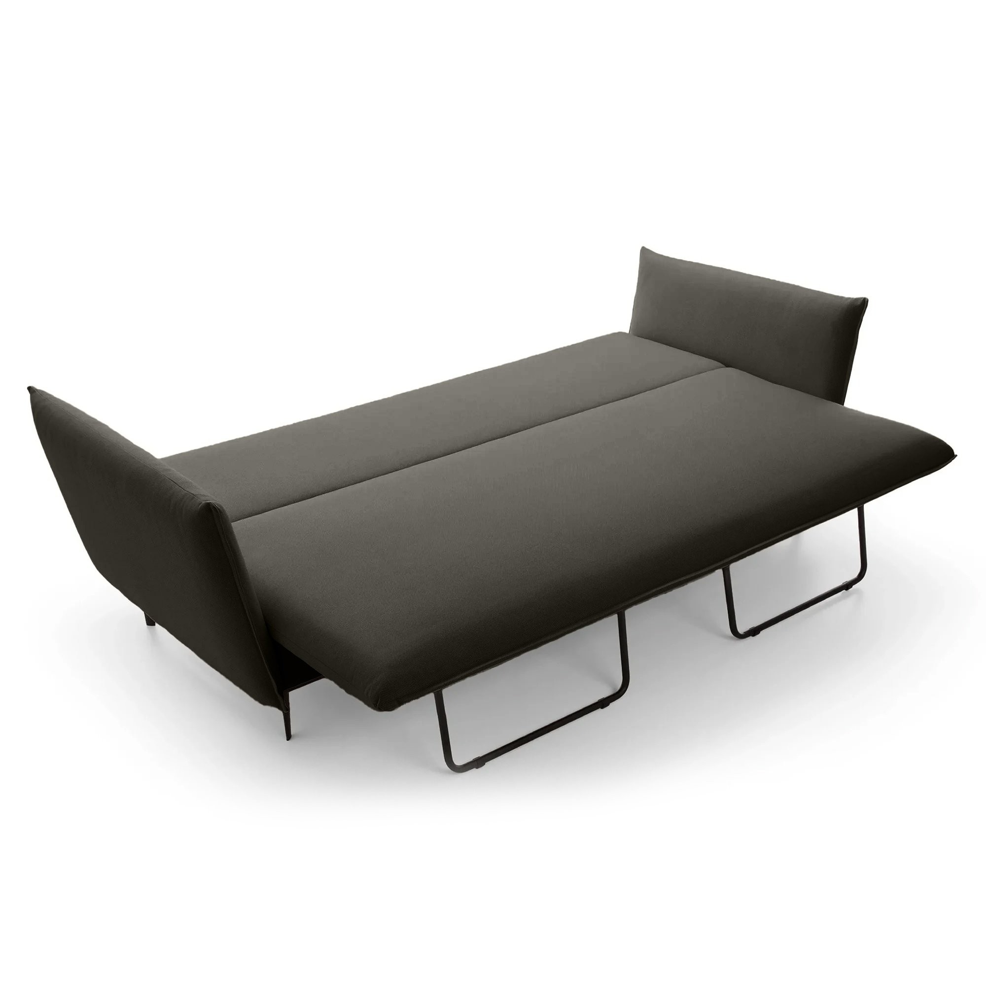 Sofa rozkładana Gloss z pojemnikiem, ciemnobrązowa, welur