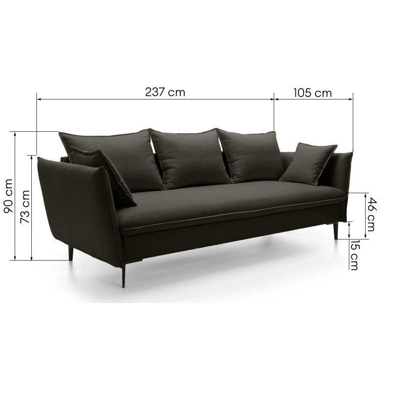 Sofa rozkładana Gloss z pojemnikiem, ciemnobrązowa, welur