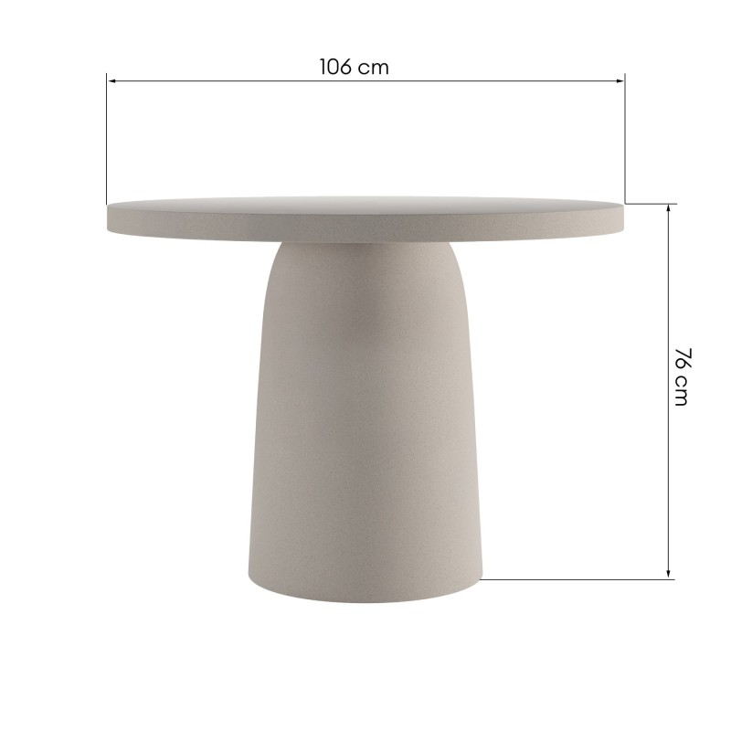 Stół ogrodowy Vibonis 106 cm, okrągły, cementowy, jasnobeżowy, matowy