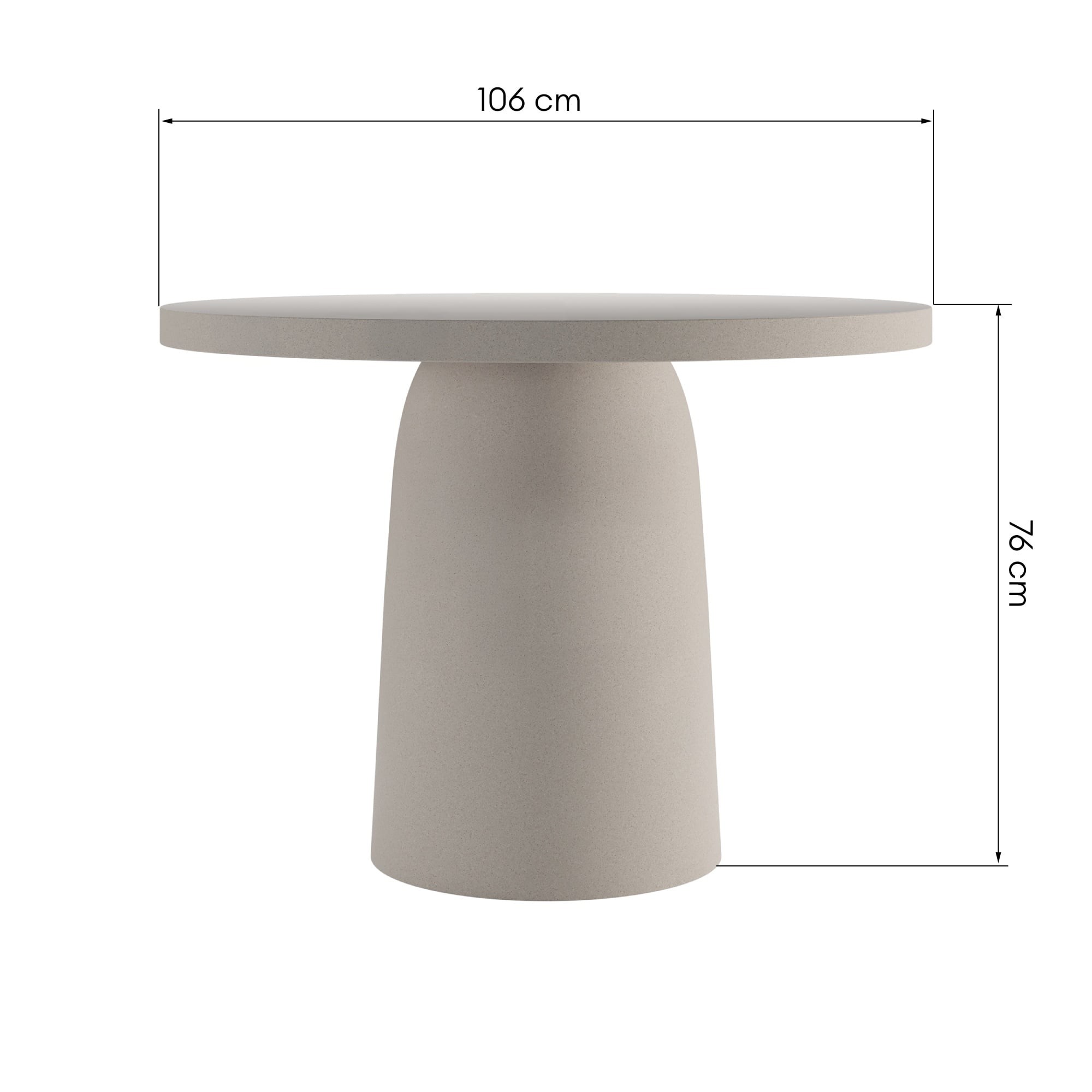 Stół ogrodowy Vibonis 106 cm, okrągły, cementowy, jasnobeżowy, matowy