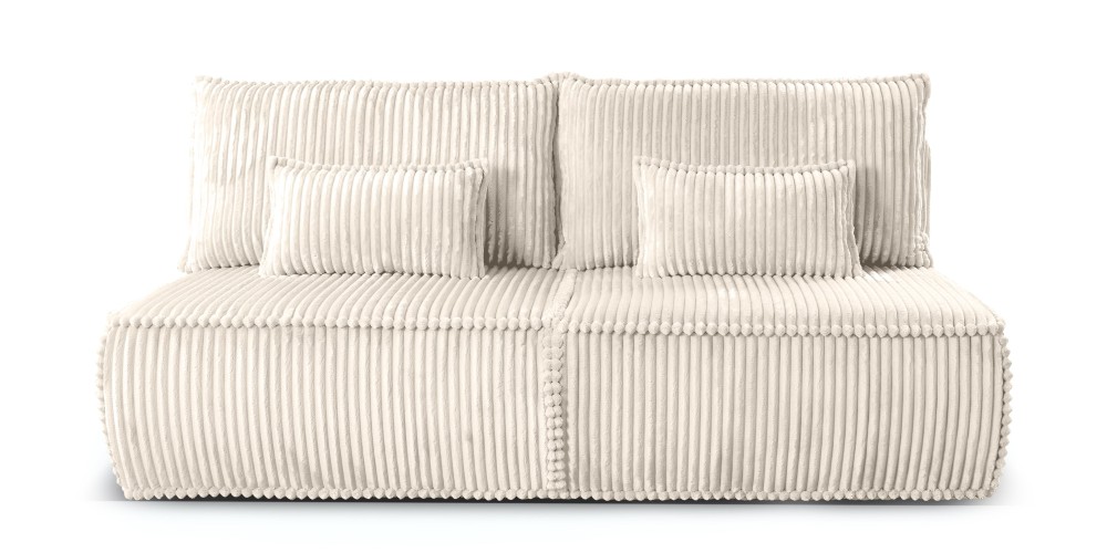 Sofa rozkładana Sofuto z pojemnikiem, kremowa, sztruks