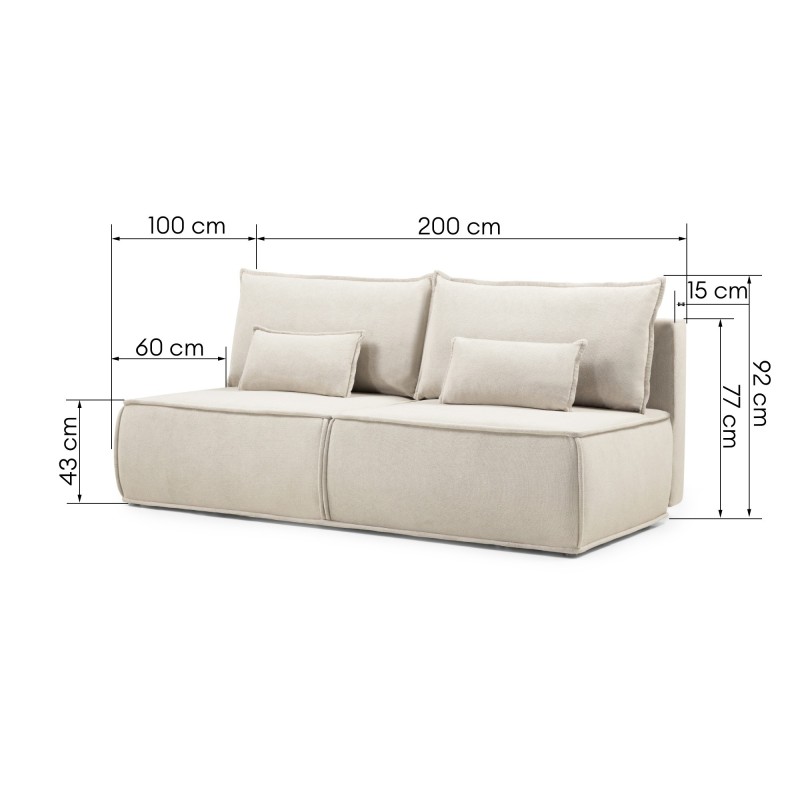 Sofa rozkładana Sofuto z pojemnikiem, jasnobeżowa