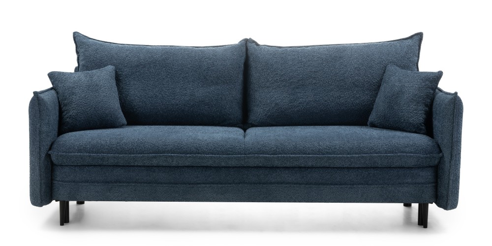 Sofa z funkcją spania i pojemnikiem Notti, ciemnoniebieska