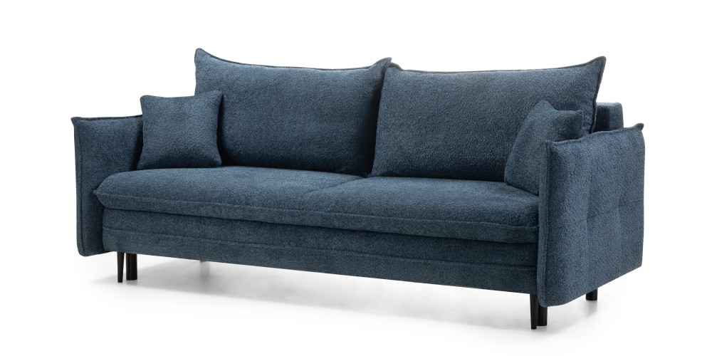 Sofa z funkcją spania i pojemnikiem Notti, ciemnoniebieska