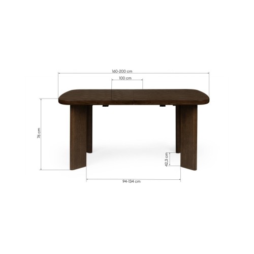 Stół rozkładany Marbella 160-200 cm, prostokątny, dąb ciemny