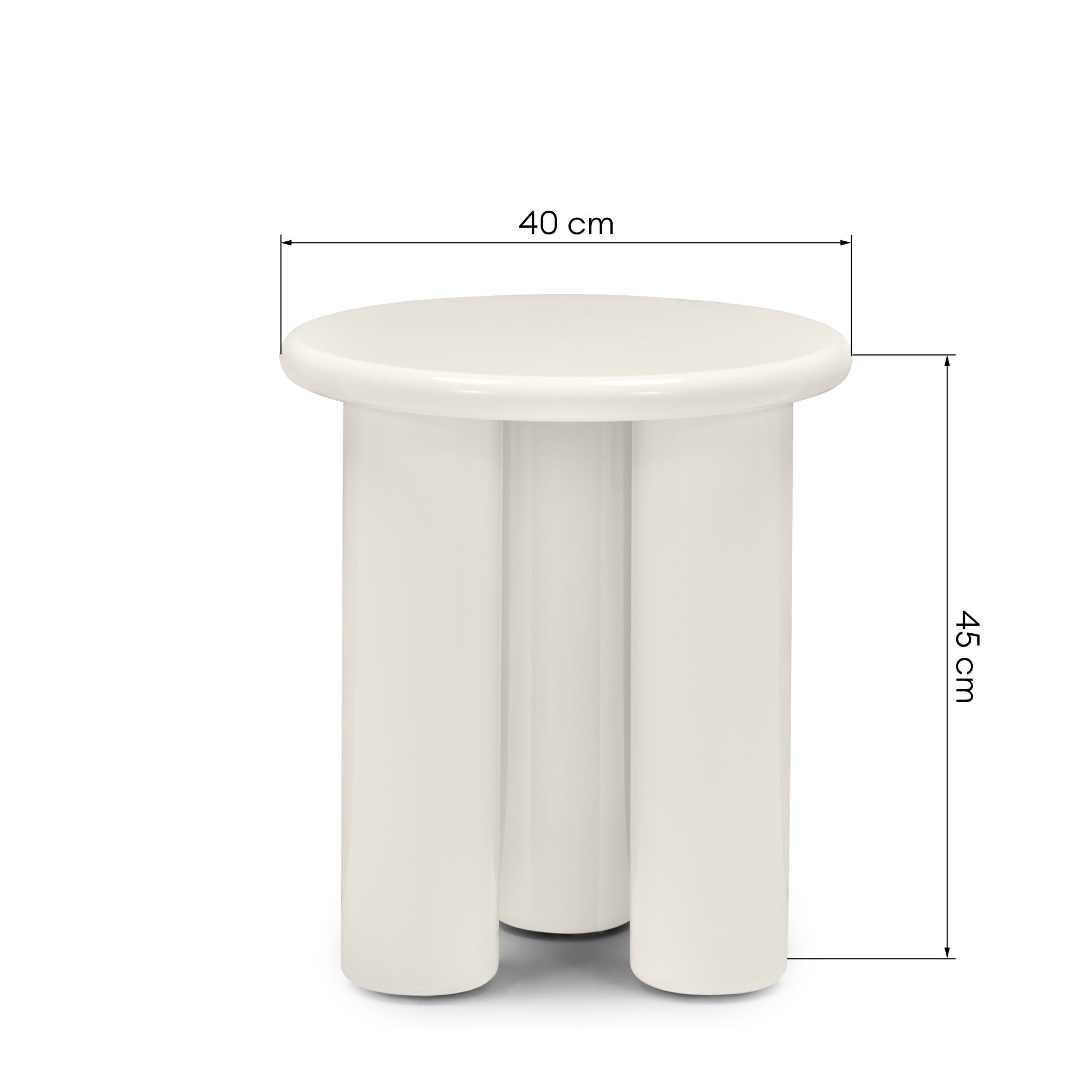 Stolik boczny Blair 40cm, kremowy, glossy
