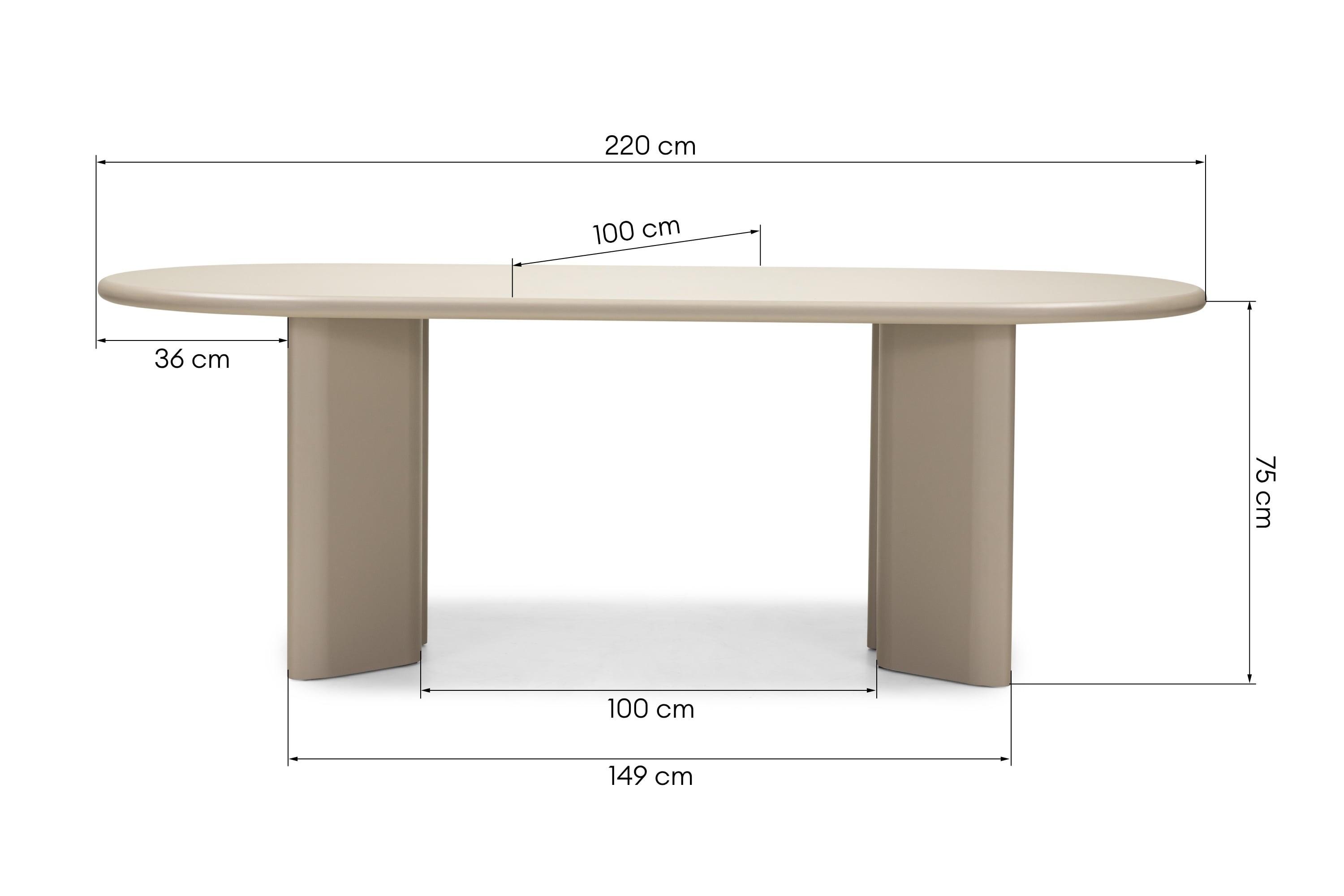 Stół do jadalni Lima 220 cm, ciemnobeżowy, owalny