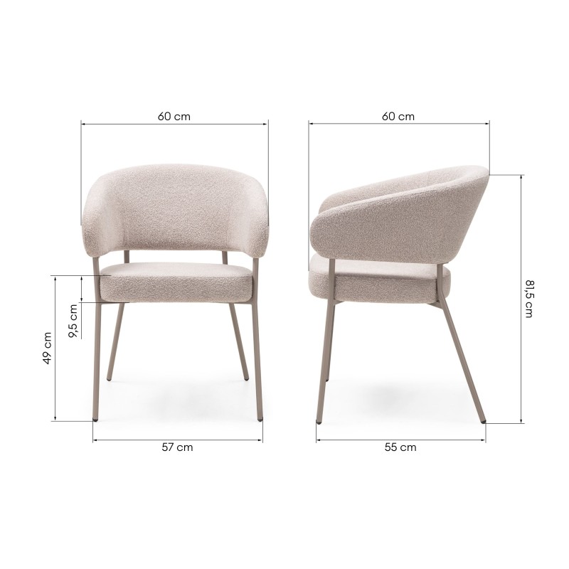 Krzesło tapicerowane Lamu beżowe, boucle