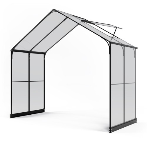 Moduł przedłużający do oranżerii ogrodowej Royal Green Standard, 4,1 m², szkło hartowane 4 mm, aluminium, czarny