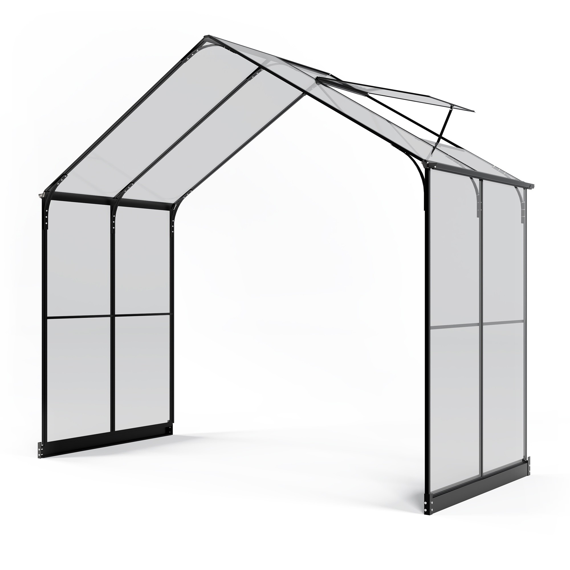 Moduł przedłużający do oranżerii ogrodowej Royal Green Standard, 4,1 m², szkło hartowane 4 mm, aluminium, czarny
