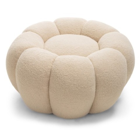 Puf Perugia, beżowy, boucle, obłe kształty, nowoczesny