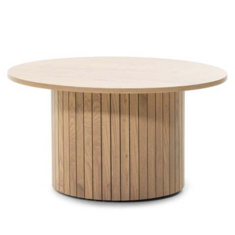 Stół do jadalni Remigio 80 cm, okrągły z lamelami, dąb