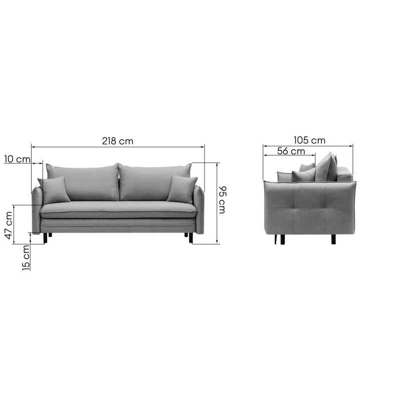Sofa z funkcją spania i pojemnikiem Notti, szarobrązowa