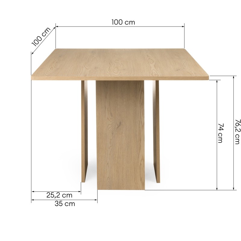 Stół do jadalni Gasper 100 cm, kwadratowy, Dąb Cremona Torro