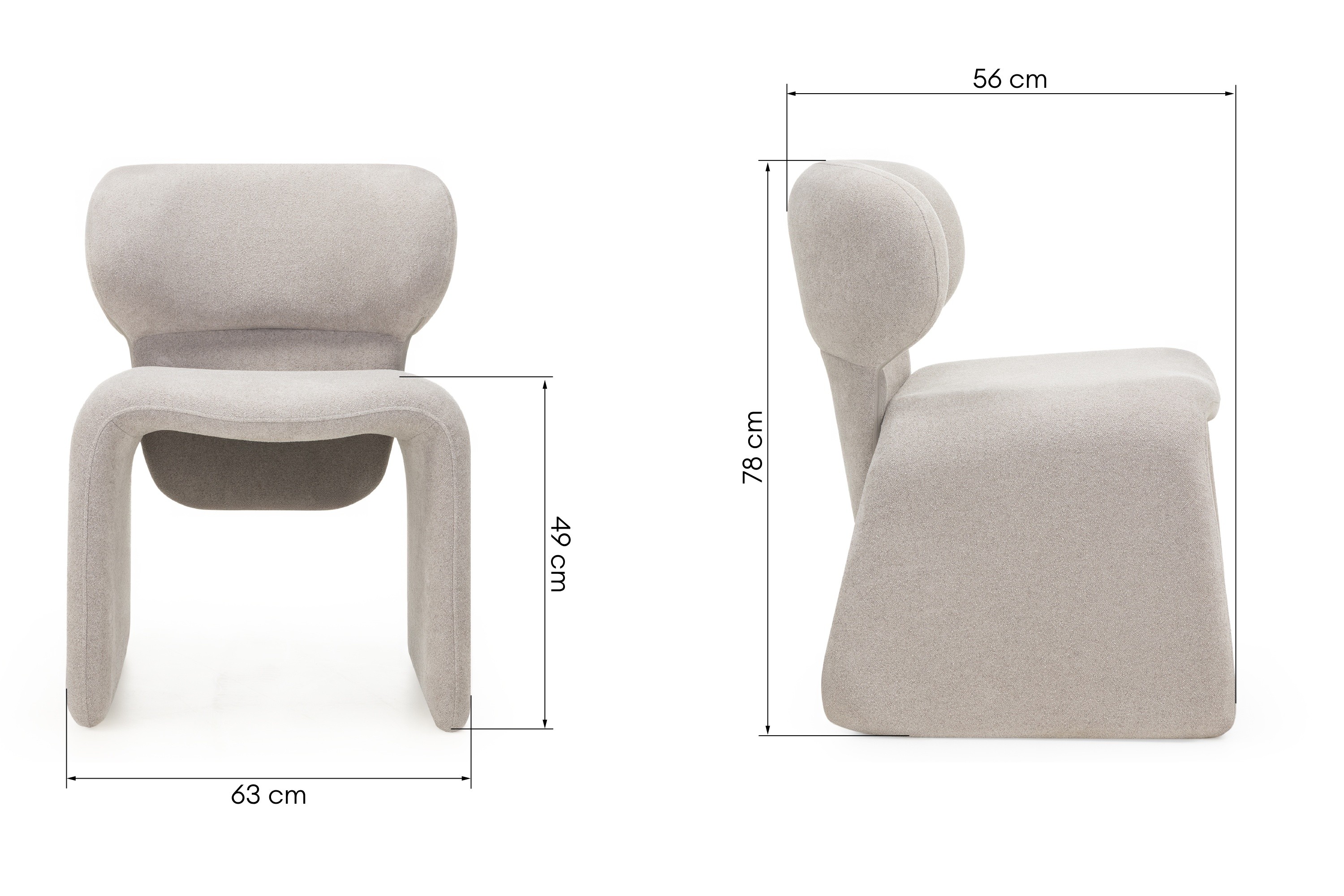 OU-2059 Krzesło tapicerowane Nabila, szare, boucle