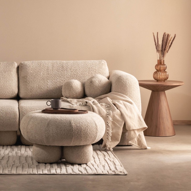 Sofa dwuosobowa Fragola, modułowa, jasnobeżowa, boucle