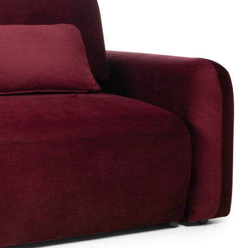 Sofa z funkcją i pojemnikiem Hoschi, obła, welurowa, burgund