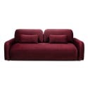 Sofa z funkcją i pojemnikiem Hoschi, obła, welurowa, burgund