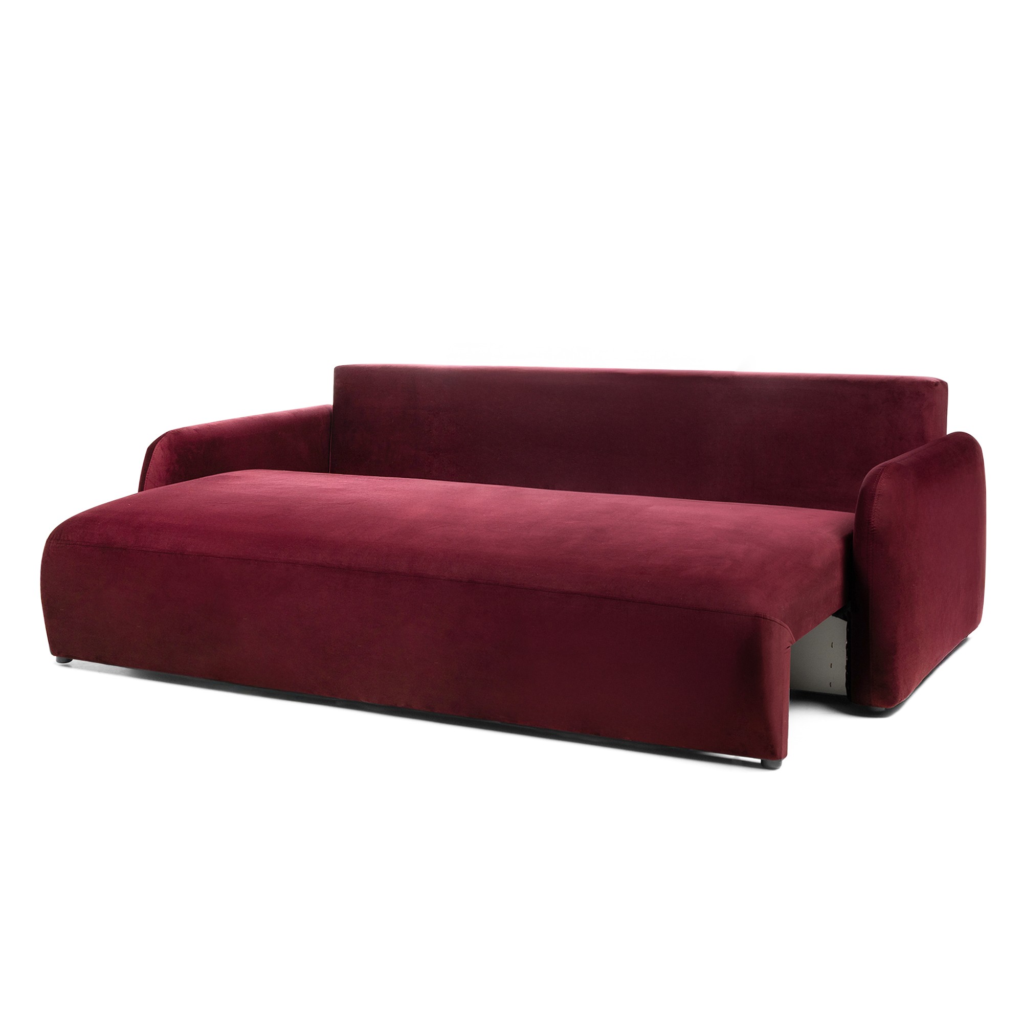 Sofa z funkcją, pojemnik Hoschi Slim, obła, welurowa burgund