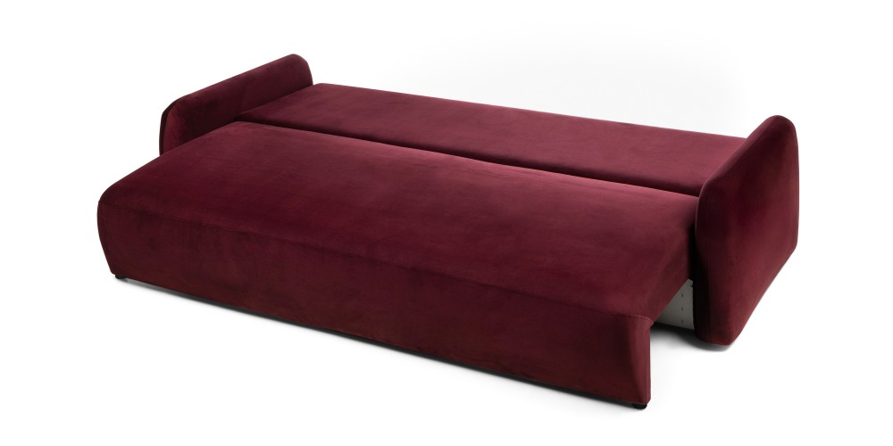 Sofa z funkcją, pojemnik Hoschi Slim, obła, welurowa burgund