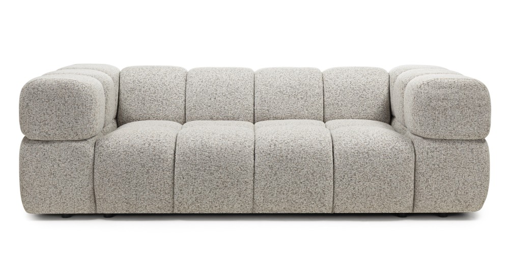 Sofa Formo obłe kształty, szarobeżowy melanż, nowoczesna
