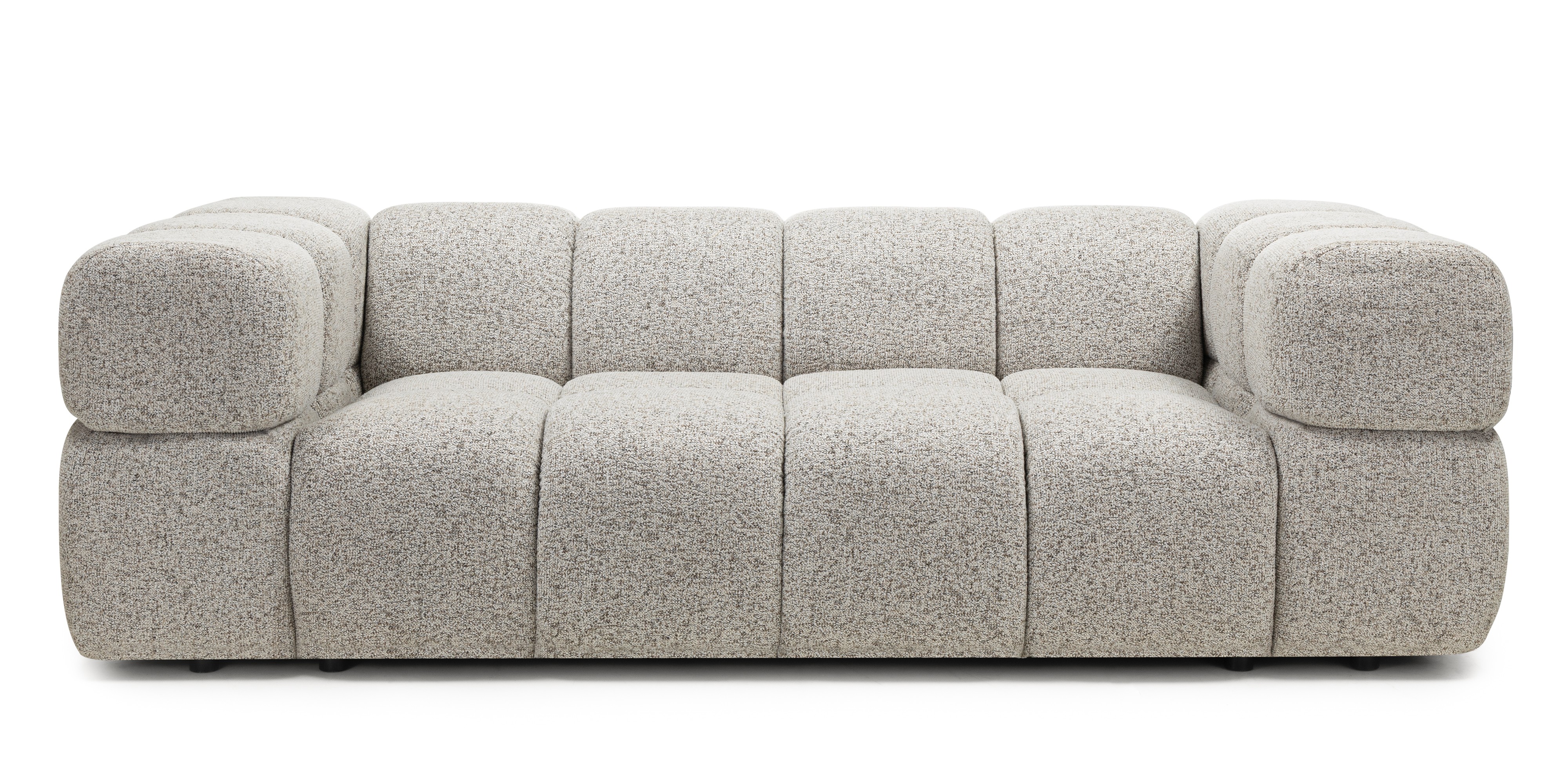 Sofa Formo obłe kształty, szarobeżowy melanż, nowoczesna