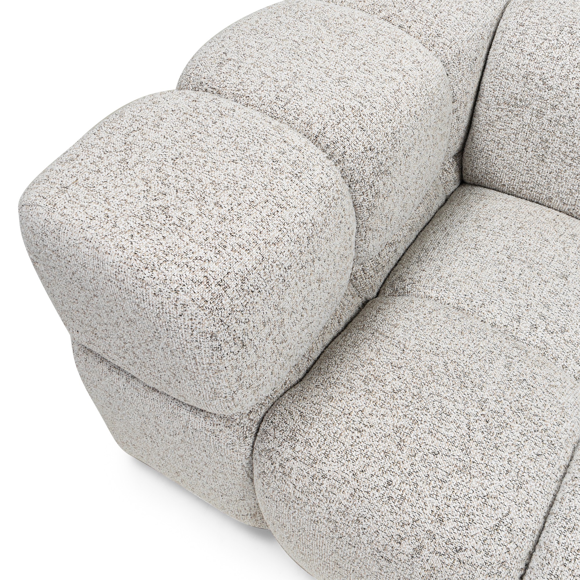 Sofa Formo obłe kształty, szarobeżowy melanż, nowoczesna