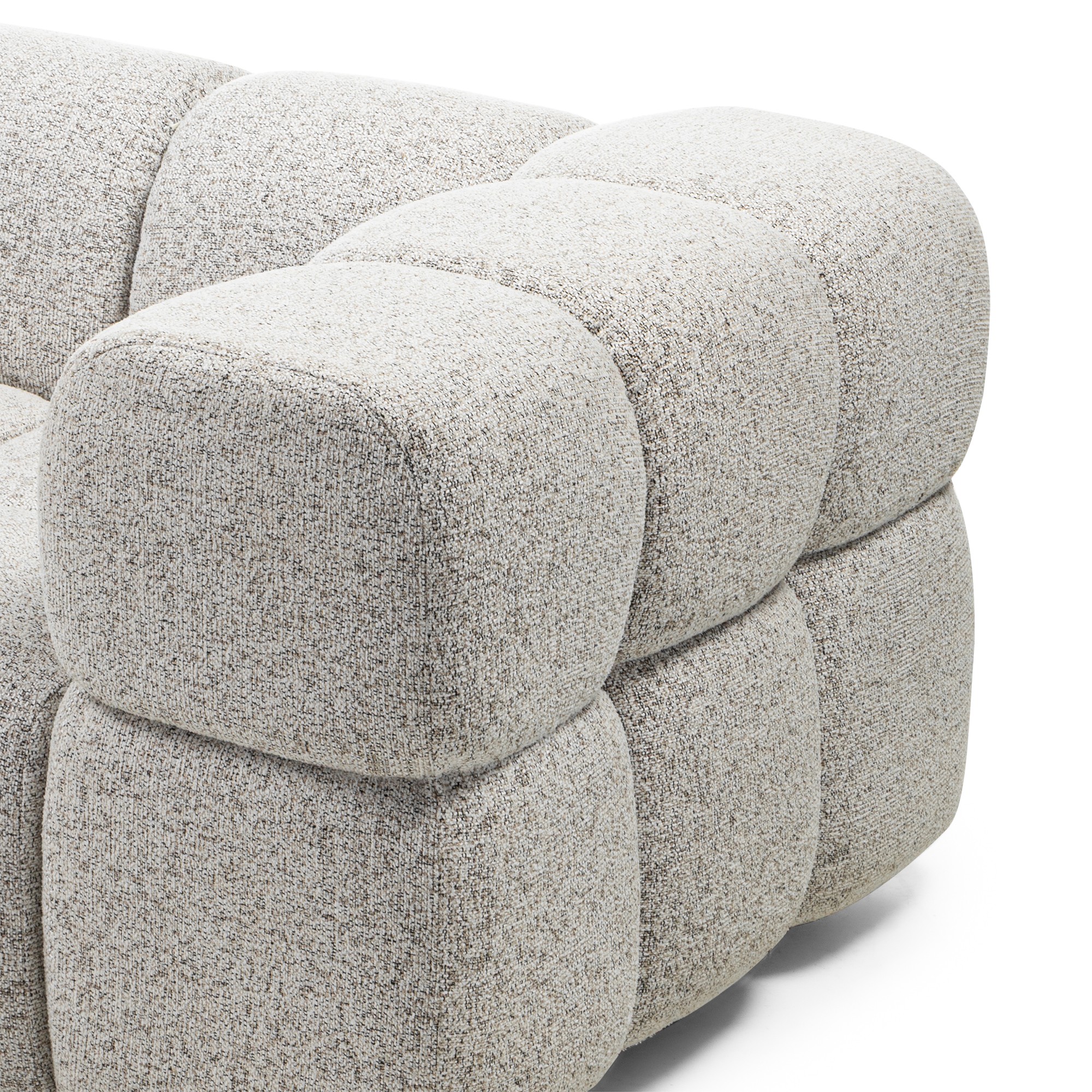 Sofa Formo obłe kształty, szarobeżowy melanż, nowoczesna