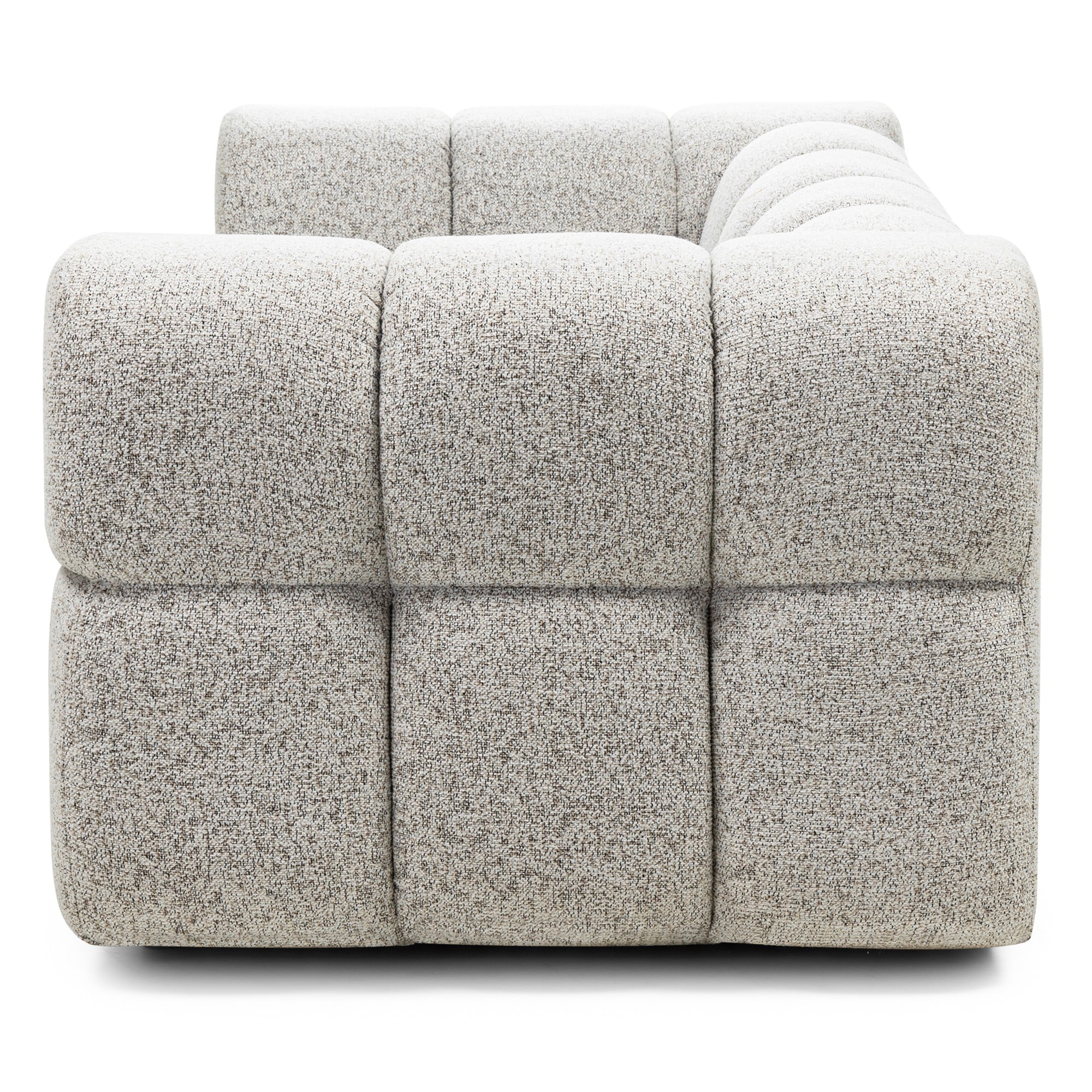 Sofa Formo obłe kształty, szarobeżowy melanż, nowoczesna