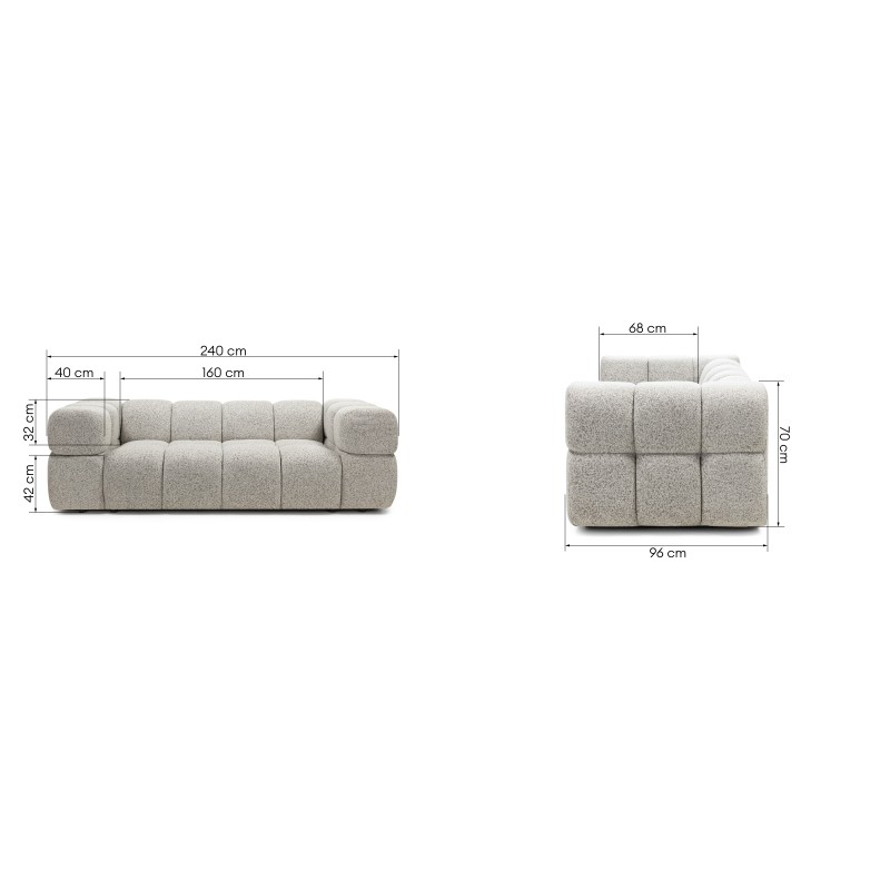 Sofa Formo obłe kształty, szarobeżowy melanż, nowoczesna