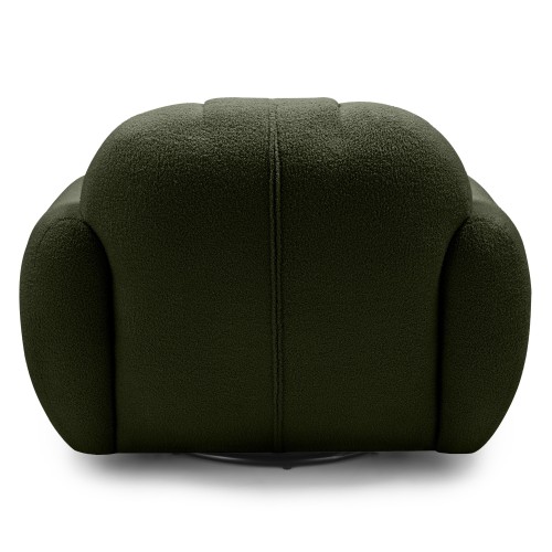 Fotel obrotowy Solla, ciemnozielony, boucle, obłe kształty