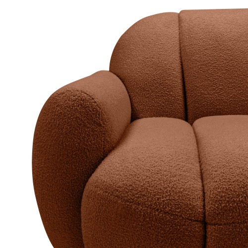 Fotel obrotowy Solla, miedziany, boucle, obłe kształty