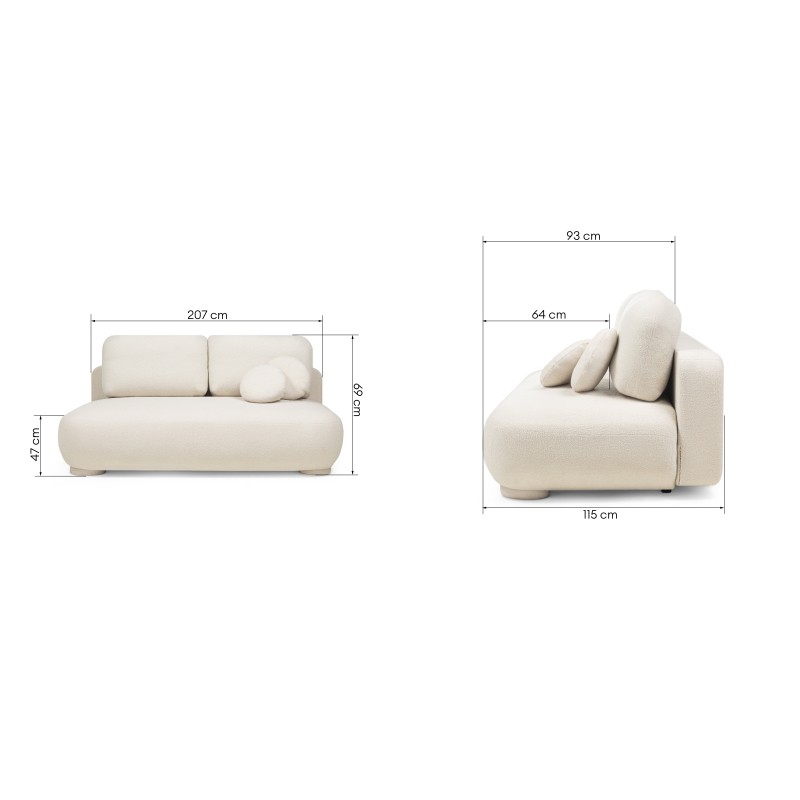 Sofa z funkcją spania i pojemnikiem Mikado, jasny beż boucle