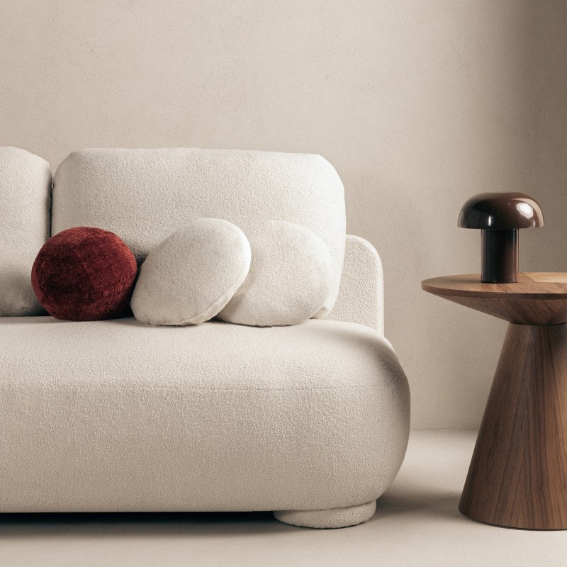 Sofa z funkcją spania i pojemnikiem Mikado, jasny beż boucle