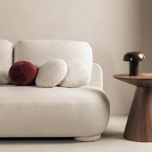 Sofa z funkcją spania i pojemnikiem Mikado, jasny beż boucle