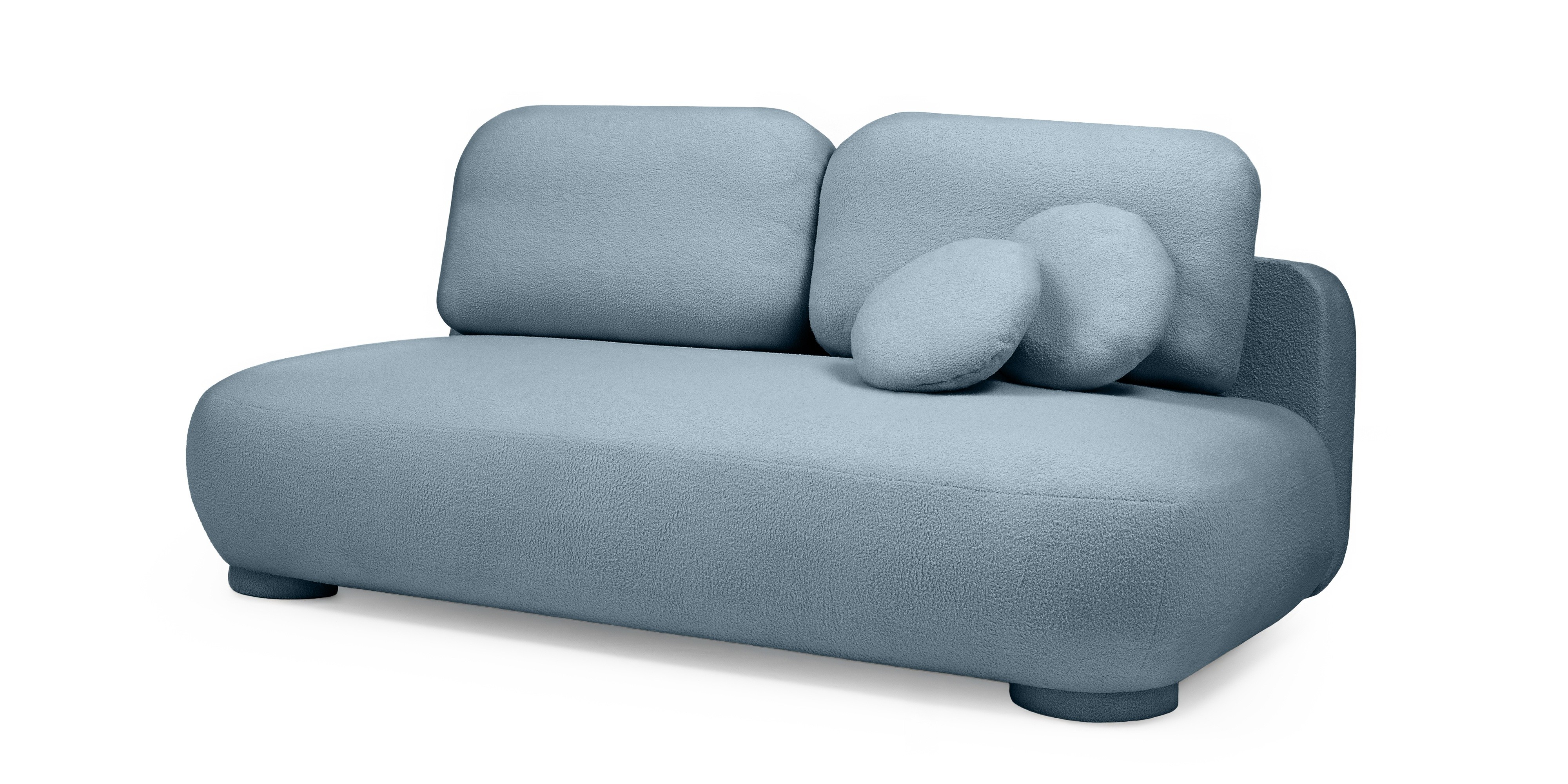 Sofa z funkcją spania i pojemnikiem Mikado, niebieska boucle