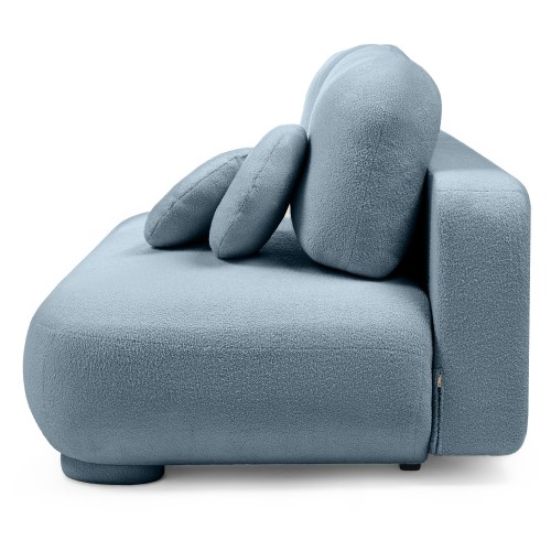 Sofa z funkcją spania i pojemnikiem Mikado, niebieska boucle