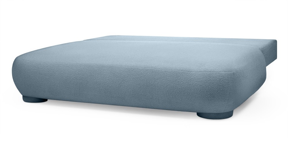 Sofa z funkcją spania i pojemnikiem Mikado, niebieska boucle