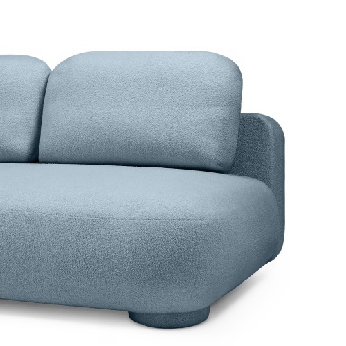 Sofa z funkcją spania i pojemnikiem Mikado, niebieska boucle