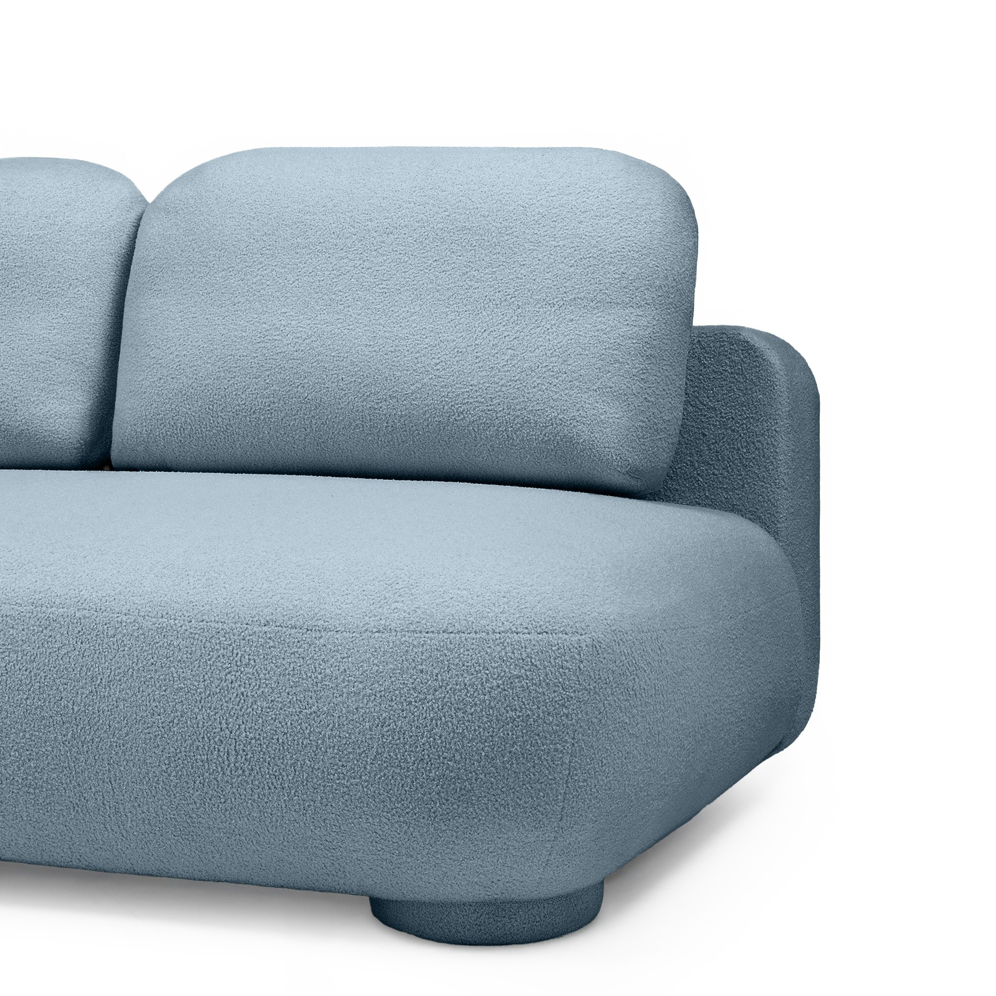 Sofa z funkcją spania i pojemnikiem Mikado, niebieska boucle