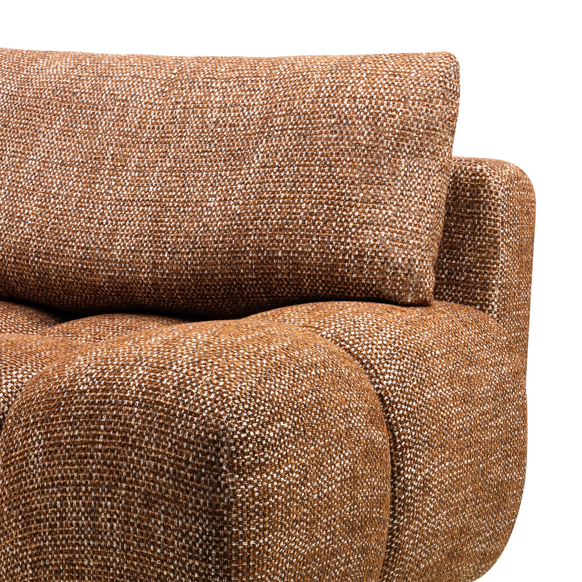 Sofa z funkcją spania i pojemnikiem Fiera, cynamonowa, obłe kształty