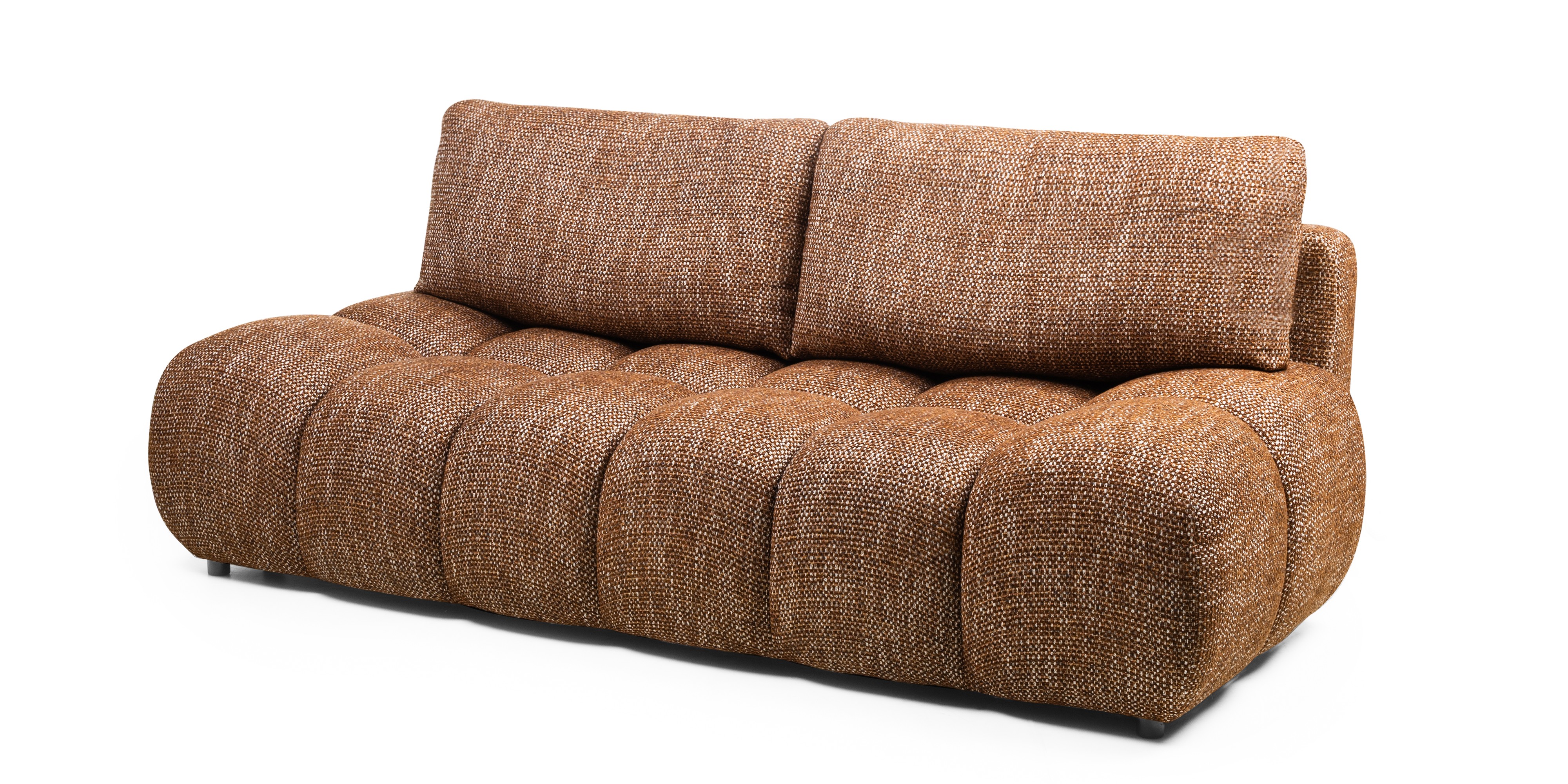 Sofa z funkcją spania i pojemnikiem Fiera, cynamonowa, obłe kształty