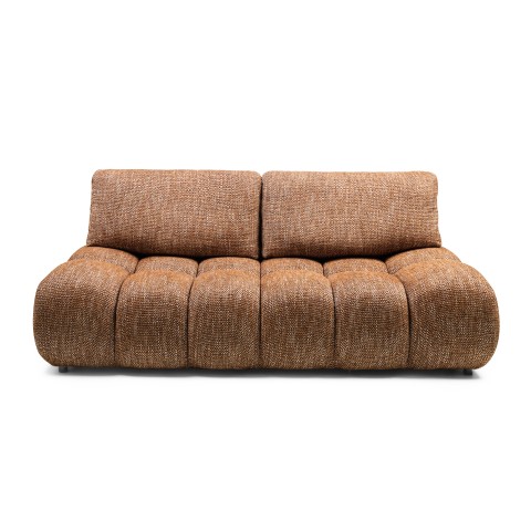 Sofa z funkcją spania i pojemnikiem Fiera, cynamonowa, obłe kształty