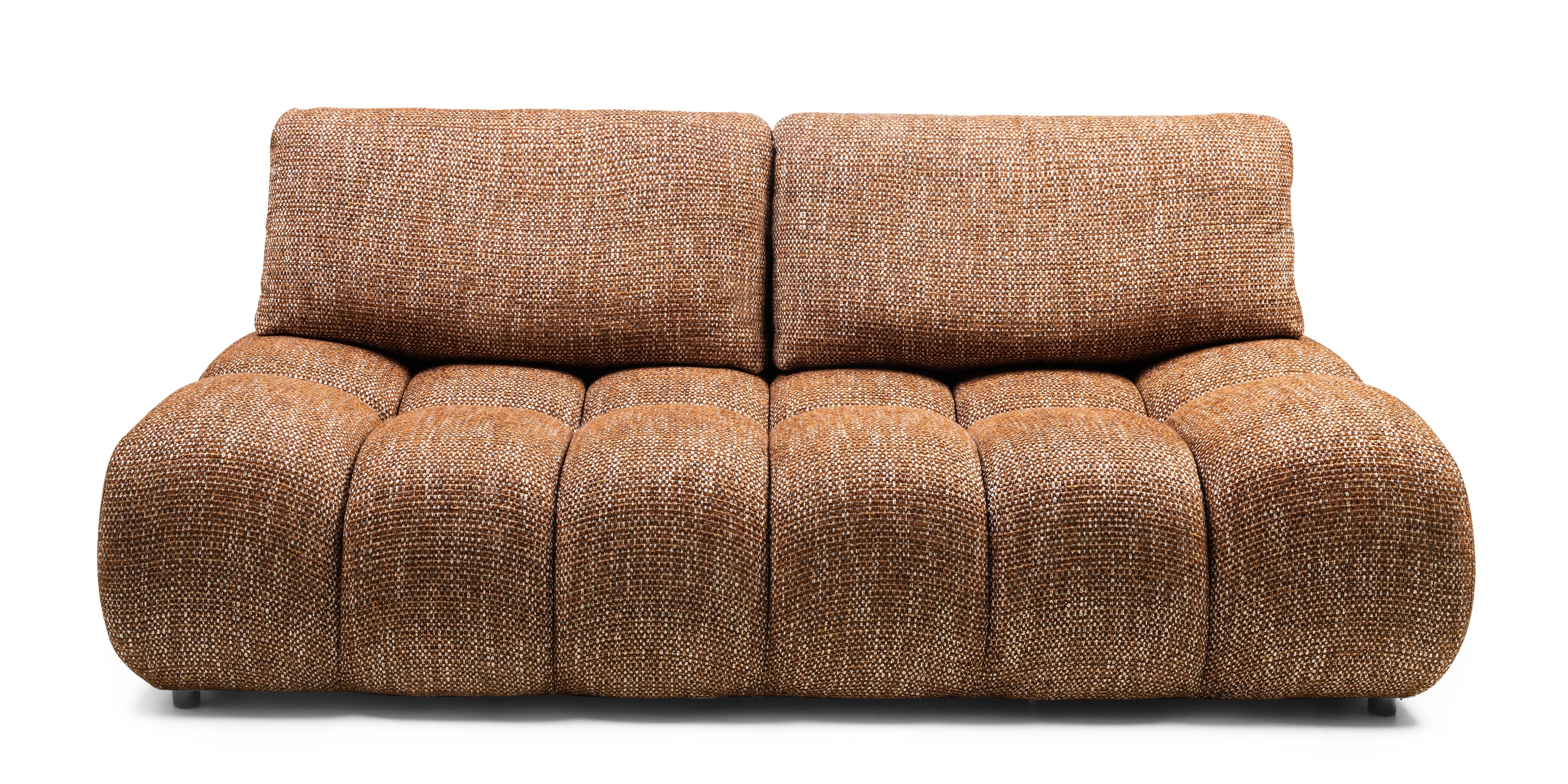 Sofa z funkcją spania i pojemnikiem Fiera, cynamonowa, obłe kształty