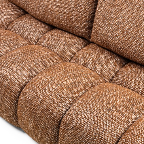 Sofa z funkcją spania i pojemnikiem Fiera, cynamonowa, obłe kształty