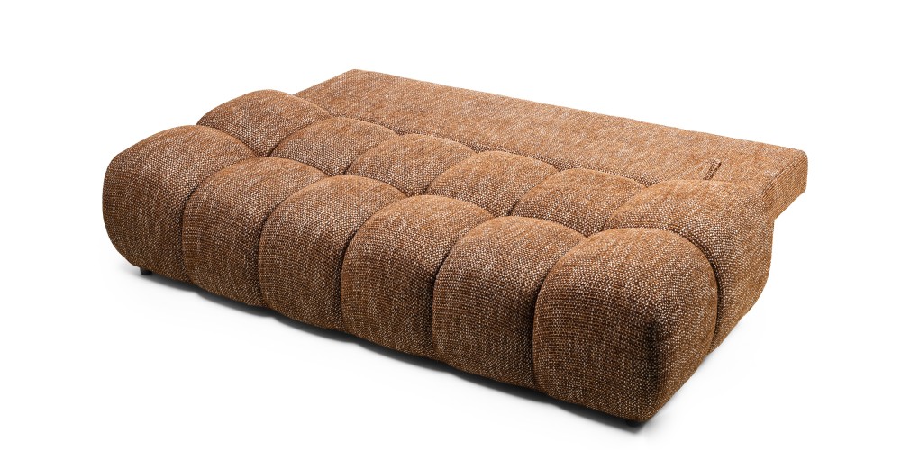 Sofa z funkcją spania i pojemnikiem Fiera, cynamonowa, obłe kształty