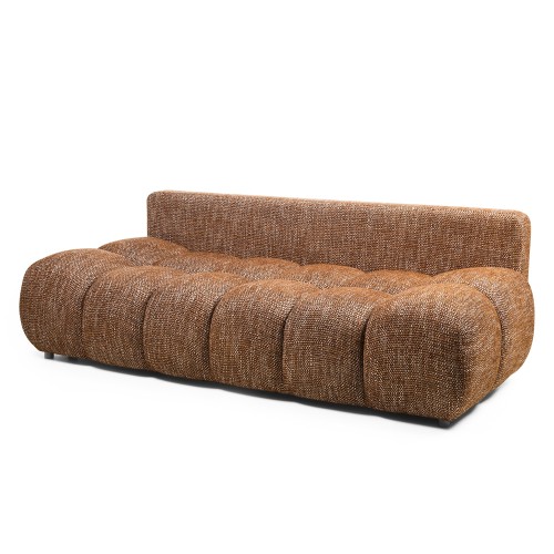 Sofa z funkcją spania i pojemnikiem Fiera, cynamonowa, obłe kształty
